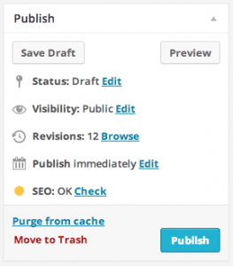WordPress: publish options box